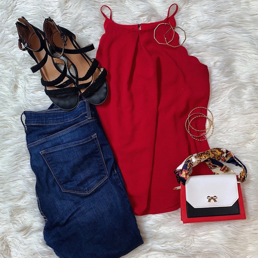 B•Wear Red Scalloped Halter Top